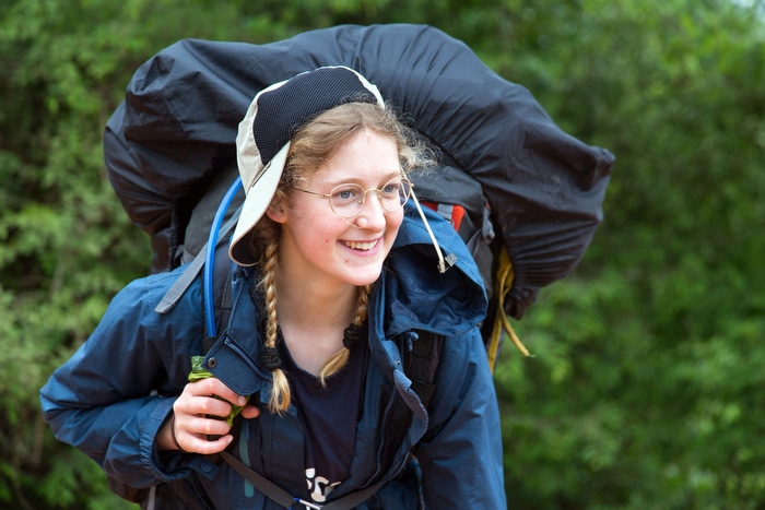 Day leader Anne looking happy during the 11km trek, on day 9