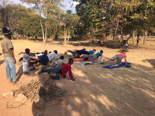 Yoga session with community