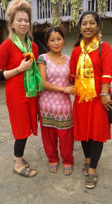 Blog_NepalICS_Volunteers in traditional Nepali Dress