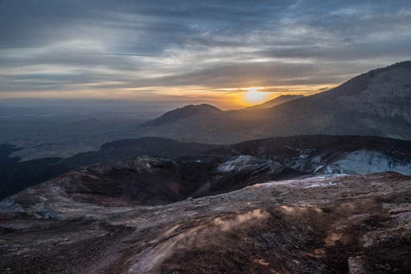 Sunrise from the top of Cerro Negro.
