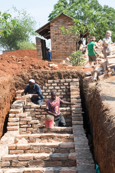 Helping to build school toilets
