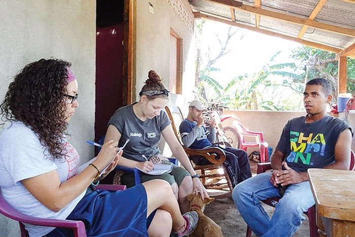 Yunerlin is interviewed by Raleigh volunteers