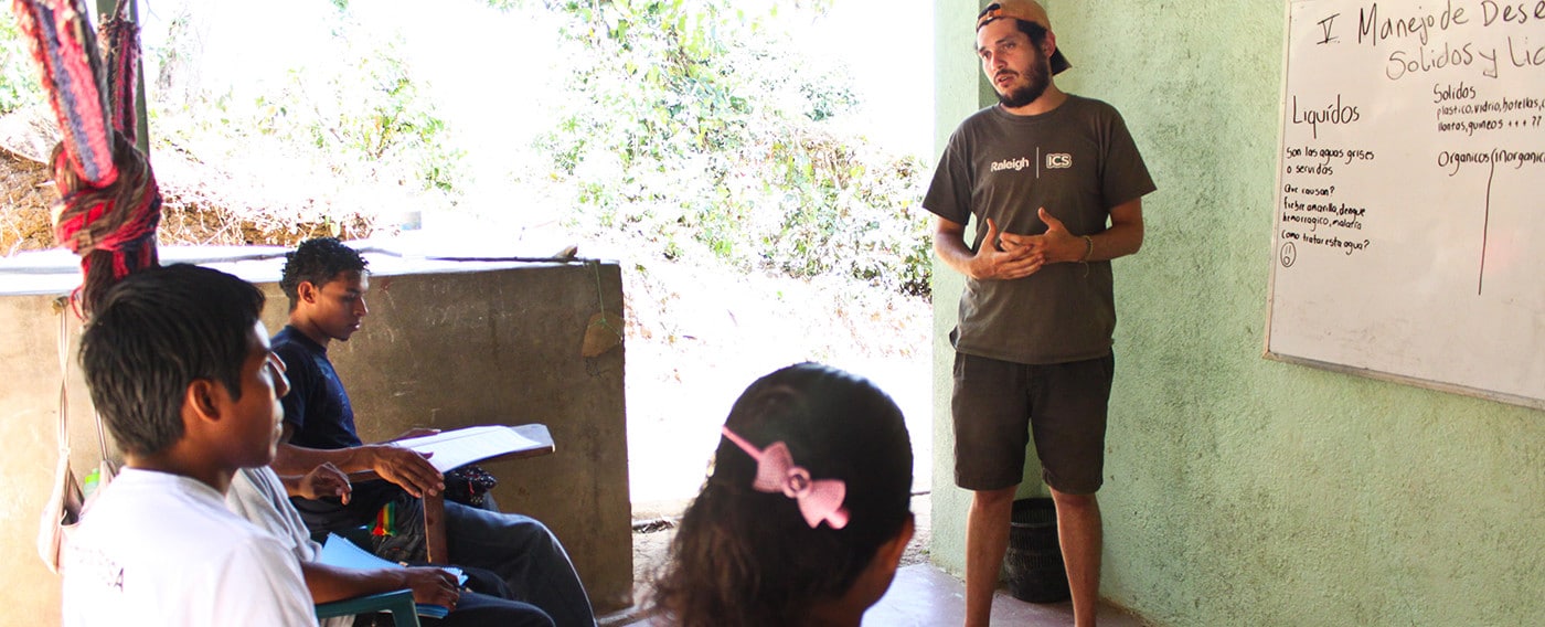 A volunteer on the Raleigh International Citizen Service programme speaks about promoting sanitiation and hygiene in rural Nicaragua