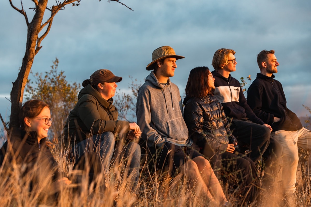 Volunteers watch sunset in Kruger