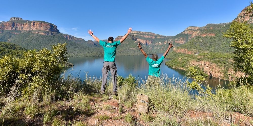 Venturers in the Drakensberg Mountains in South Africa