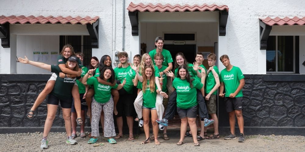 Group picture on front of Raleigh Fieldbase in Costa Rica
